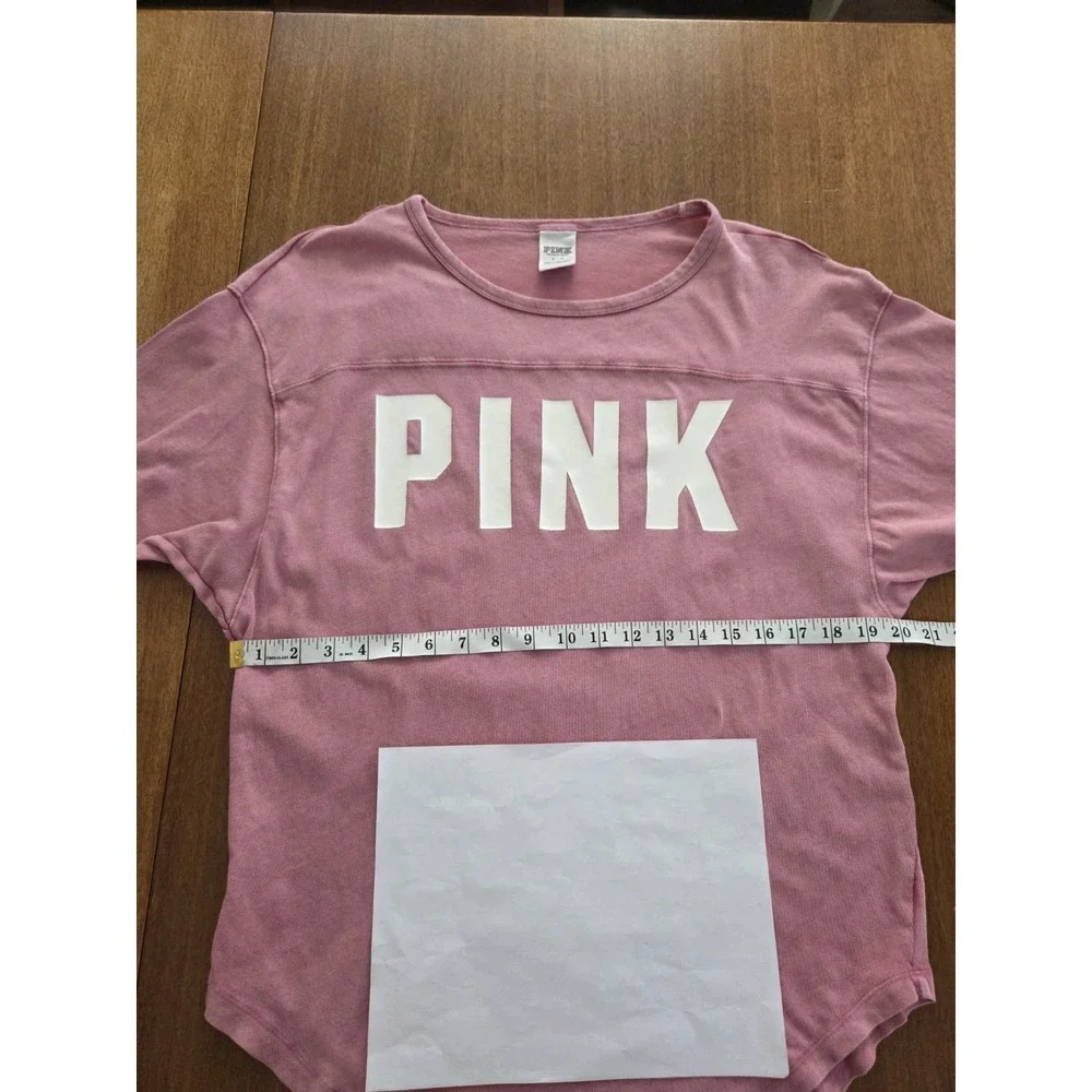 Victoria's Secret Pink Logo Top Women's Small Dusty Rose Acid Washed Oversized - Picture 6 of 11